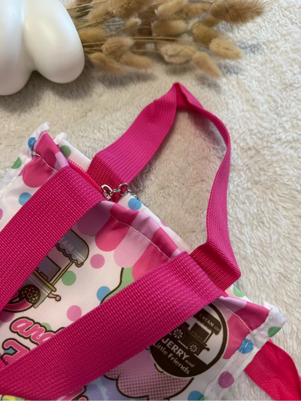 New Jerry Cartoon Pink Insulated Lunch Tote Bag